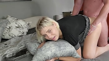 Young blonde in shock at first ass fuck